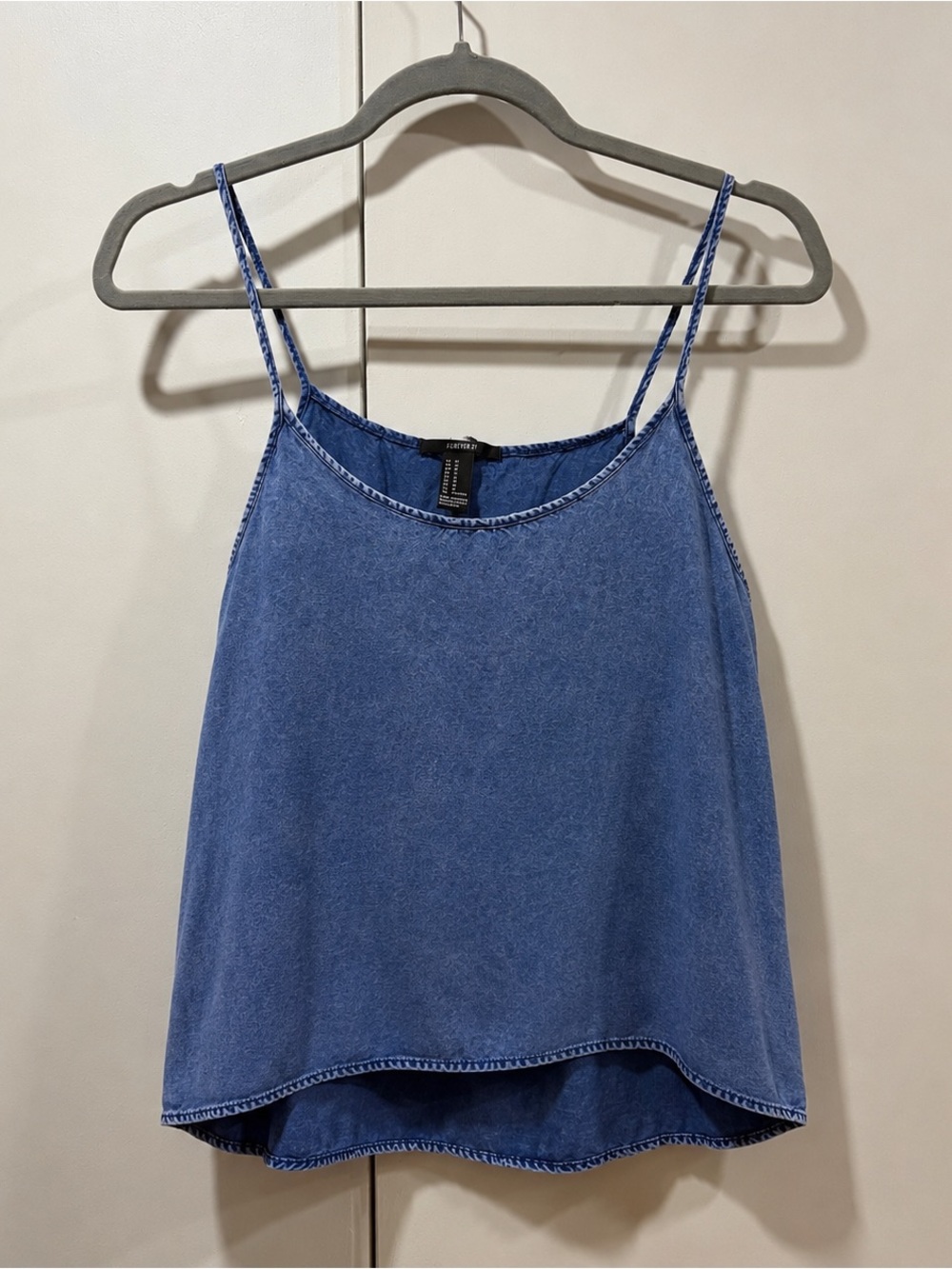 Forever 21 Blue Denim-Look Spaghetti Strap Camisole